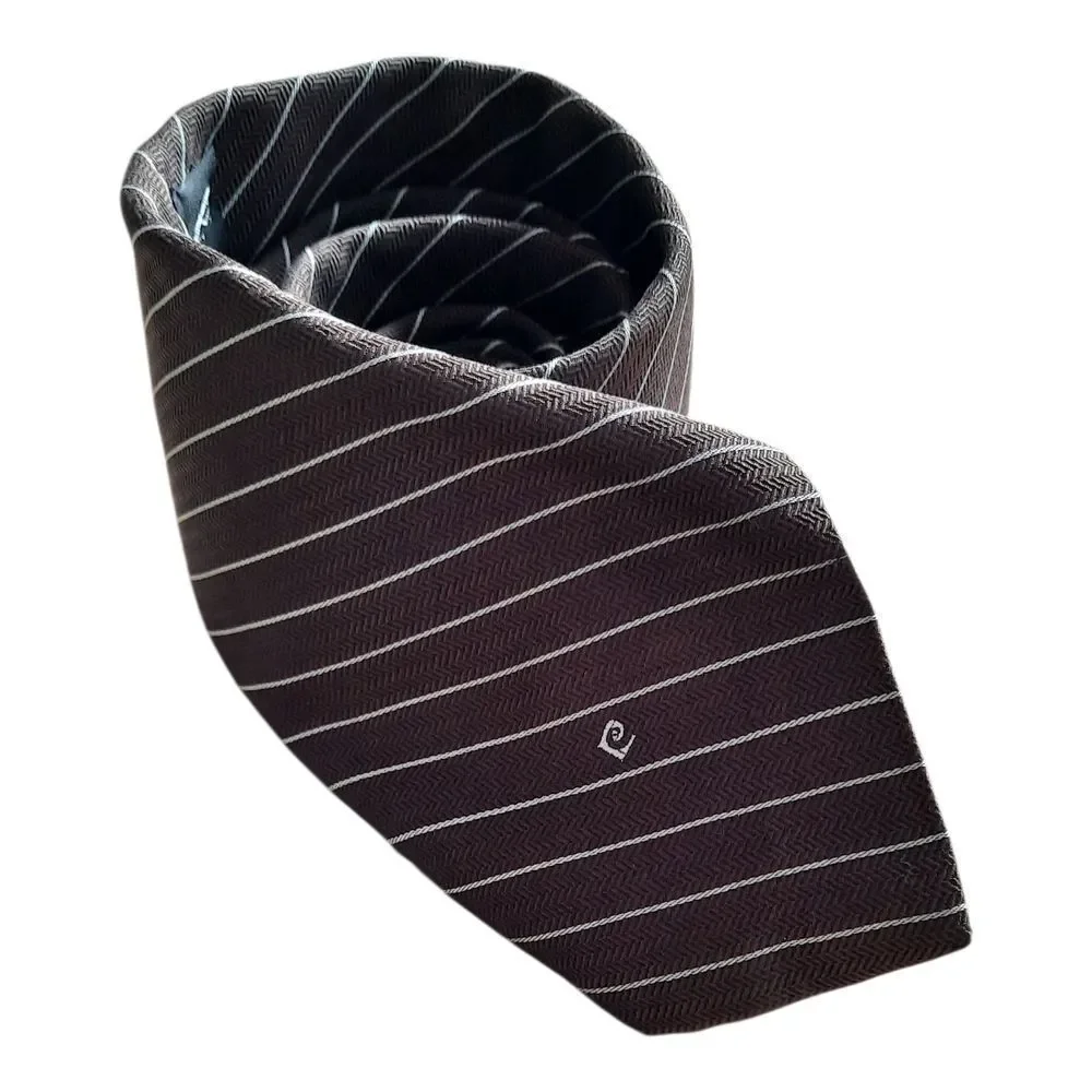 Pierre Cardin Elegant Black and White Striped Tie